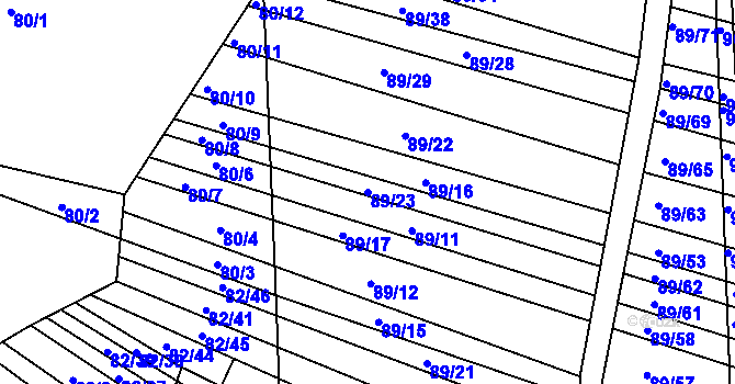 Parcela st. 89/23 v KÚ Silůvky, Katastrální mapa
