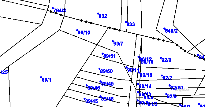 Parcela st. 89/51 v KÚ Silůvky, Katastrální mapa
