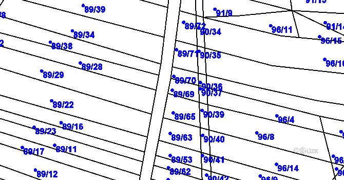 Parcela st. 89/69 v KÚ Silůvky, Katastrální mapa