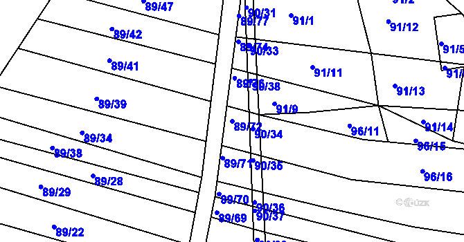 Parcela st. 89/72 v KÚ Silůvky, Katastrální mapa