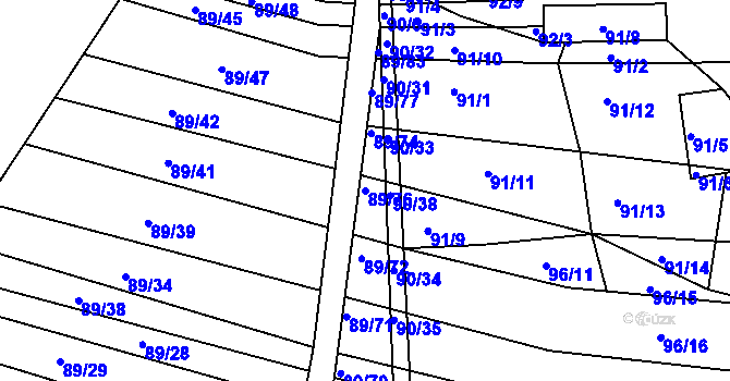 Parcela st. 89/76 v KÚ Silůvky, Katastrální mapa