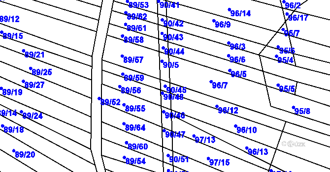 Parcela st. 90/45 v KÚ Silůvky, Katastrální mapa