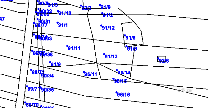 Parcela st. 91/13 v KÚ Silůvky, Katastrální mapa