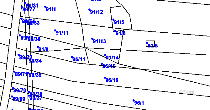 Parcela st. 91/14 v KÚ Silůvky, Katastrální mapa