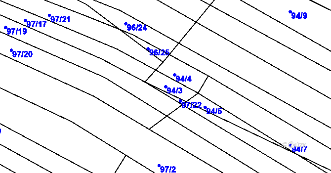 Parcela st. 94/3 v KÚ Silůvky, Katastrální mapa