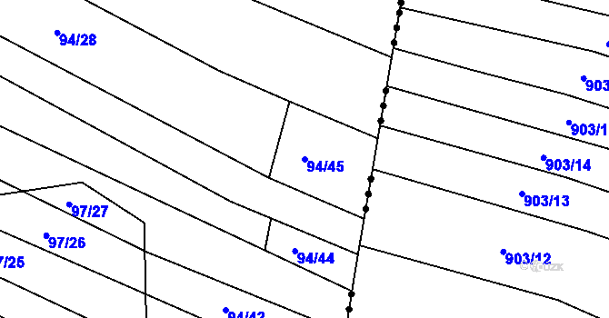 Parcela st. 94/45 v KÚ Silůvky, Katastrální mapa