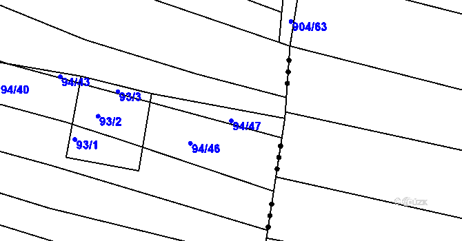 Parcela st. 94/47 v KÚ Silůvky, Katastrální mapa