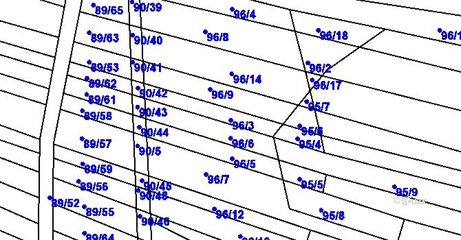 Parcela st. 96/3 v KÚ Silůvky, Katastrální mapa