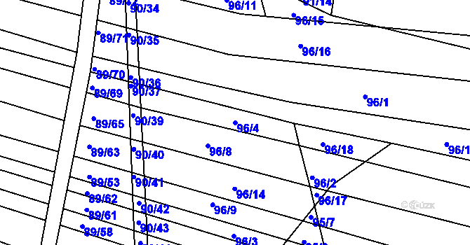 Parcela st. 96/4 v KÚ Silůvky, Katastrální mapa