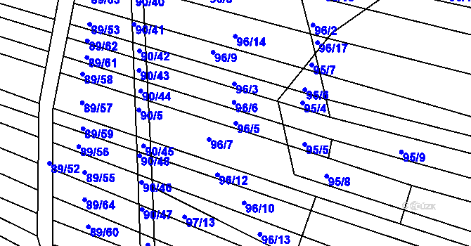 Parcela st. 96/5 v KÚ Silůvky, Katastrální mapa