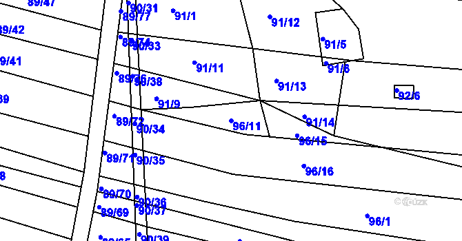 Parcela st. 96/11 v KÚ Silůvky, Katastrální mapa