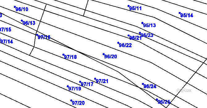 Parcela st. 96/20 v KÚ Silůvky, Katastrální mapa