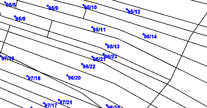 Parcela st. 96/23 v KÚ Silůvky, Katastrální mapa
