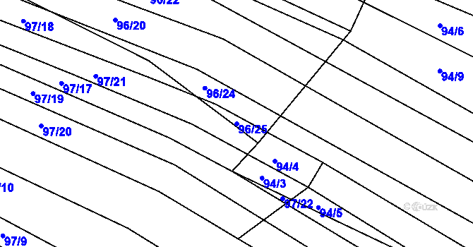 Parcela st. 96/25 v KÚ Silůvky, Katastrální mapa