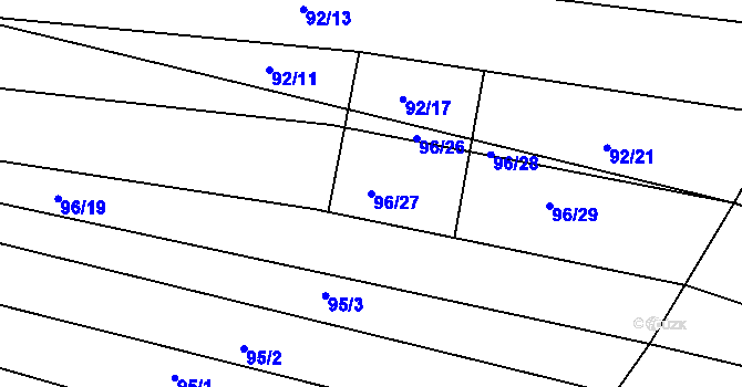 Parcela st. 96/27 v KÚ Silůvky, Katastrální mapa