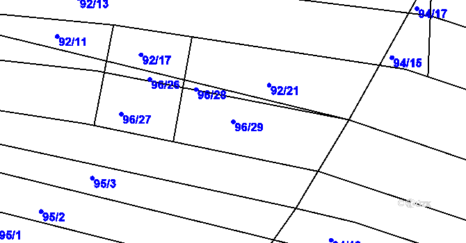 Parcela st. 96/29 v KÚ Silůvky, Katastrální mapa