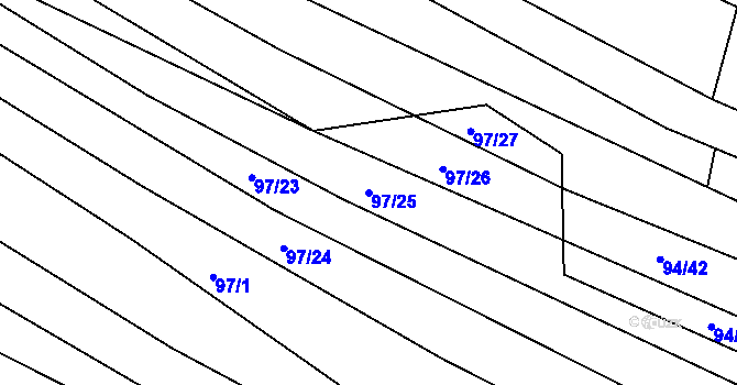 Parcela st. 97/25 v KÚ Silůvky, Katastrální mapa
