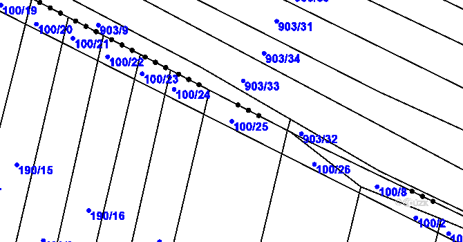 Parcela st. 100/25 v KÚ Silůvky, Katastrální mapa