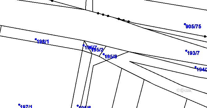 Parcela st. 195/8 v KÚ Silůvky, Katastrální mapa