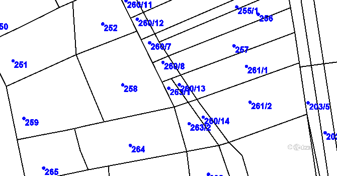 Parcela st. 263/1 v KÚ Silůvky, Katastrální mapa