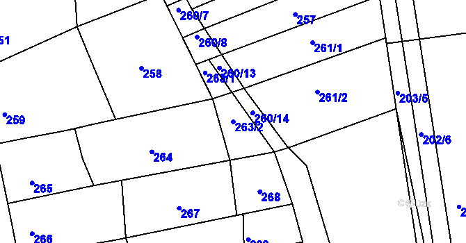 Parcela st. 263/2 v KÚ Silůvky, Katastrální mapa