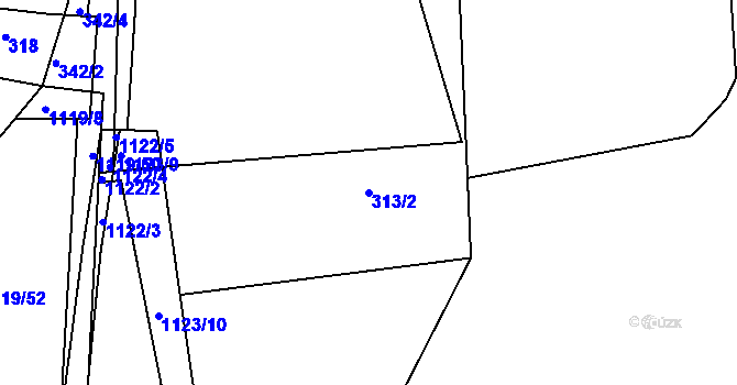 Parcela st. 313/2 v KÚ Silůvky, Katastrální mapa