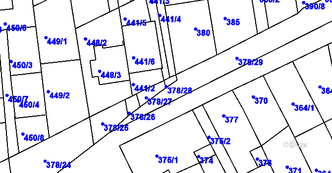 Parcela st. 378/28 v KÚ Silůvky, Katastrální mapa