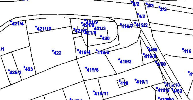 Parcela st. 419/6 v KÚ Silůvky, Katastrální mapa