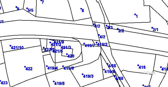 Parcela st. 419/7 v KÚ Silůvky, Katastrální mapa