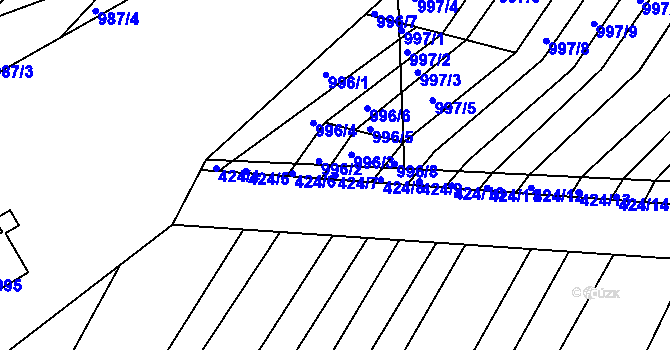 Parcela st. 424/7 v KÚ Silůvky, Katastrální mapa