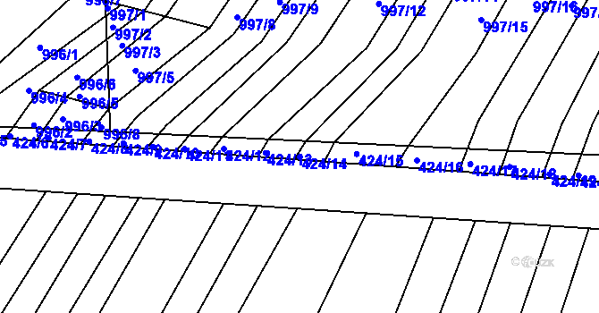 Parcela st. 424/14 v KÚ Silůvky, Katastrální mapa
