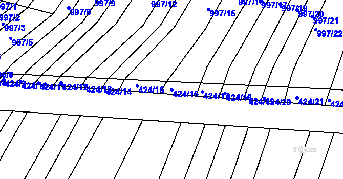 Parcela st. 424/16 v KÚ Silůvky, Katastrální mapa