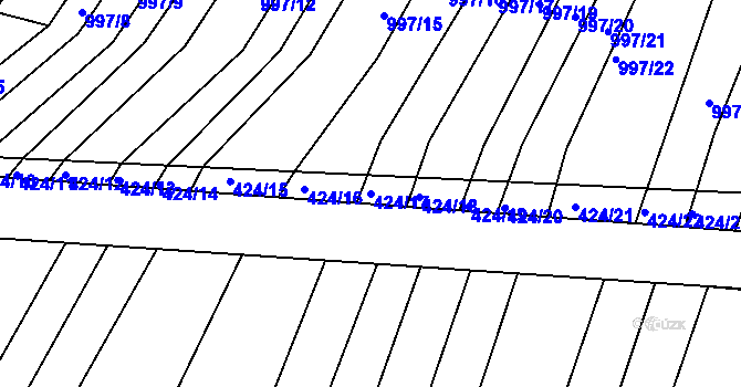 Parcela st. 424/17 v KÚ Silůvky, Katastrální mapa