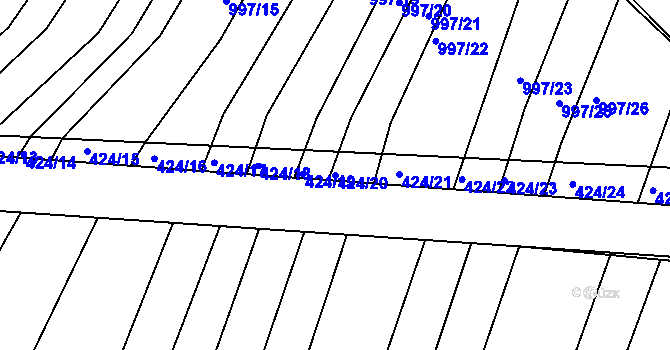 Parcela st. 424/20 v KÚ Silůvky, Katastrální mapa