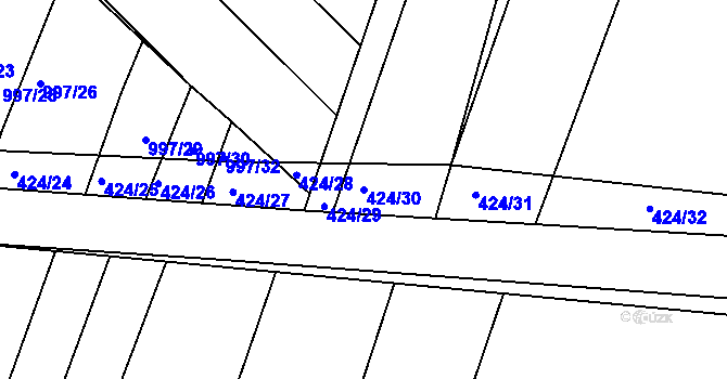 Parcela st. 424/30 v KÚ Silůvky, Katastrální mapa