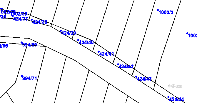 Parcela st. 424/41 v KÚ Silůvky, Katastrální mapa