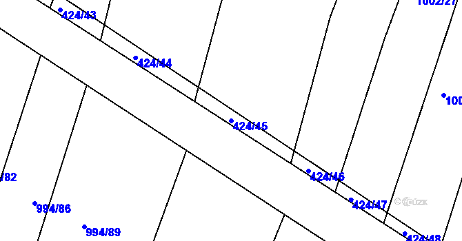 Parcela st. 424/45 v KÚ Silůvky, Katastrální mapa