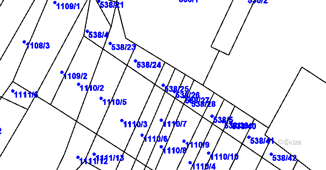 Parcela st. 538/25 v KÚ Silůvky, Katastrální mapa