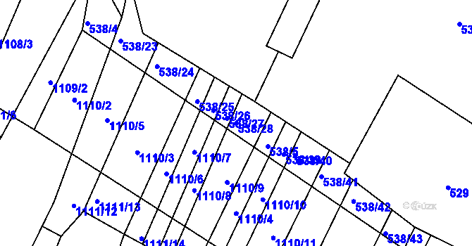 Parcela st. 538/28 v KÚ Silůvky, Katastrální mapa