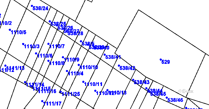 Parcela st. 538/41 v KÚ Silůvky, Katastrální mapa