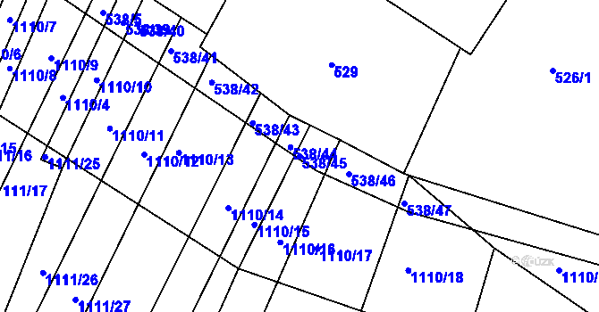 Parcela st. 538/45 v KÚ Silůvky, Katastrální mapa