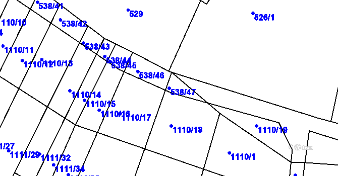Parcela st. 538/47 v KÚ Silůvky, Katastrální mapa