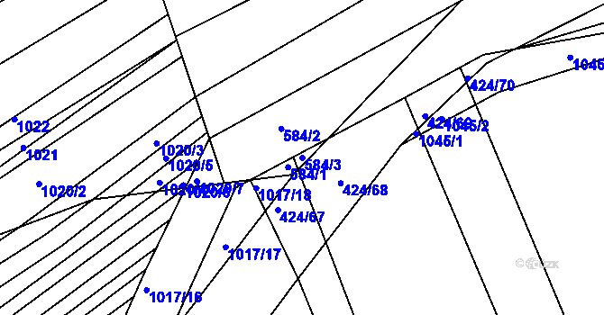 Parcela st. 584/3 v KÚ Silůvky, Katastrální mapa