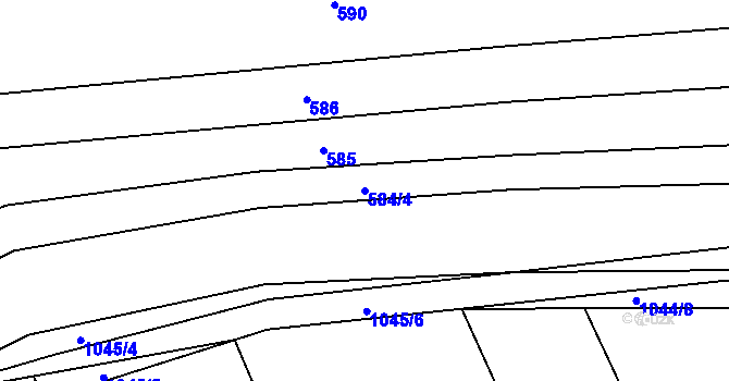 Parcela st. 584/4 v KÚ Silůvky, Katastrální mapa