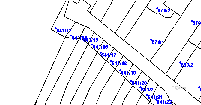 Parcela st. 641/17 v KÚ Silůvky, Katastrální mapa