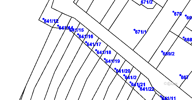 Parcela st. 641/18 v KÚ Silůvky, Katastrální mapa