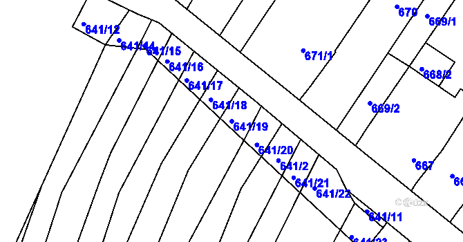 Parcela st. 641/19 v KÚ Silůvky, Katastrální mapa