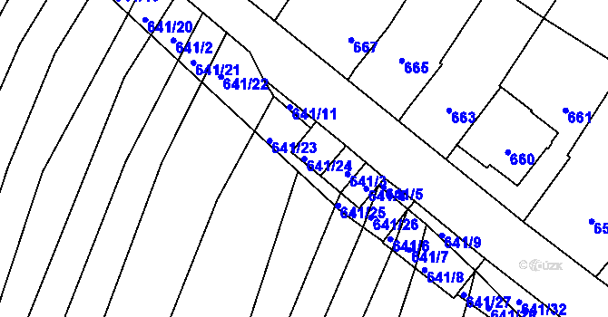 Parcela st. 641/24 v KÚ Silůvky, Katastrální mapa