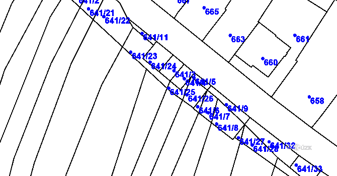 Parcela st. 641/25 v KÚ Silůvky, Katastrální mapa