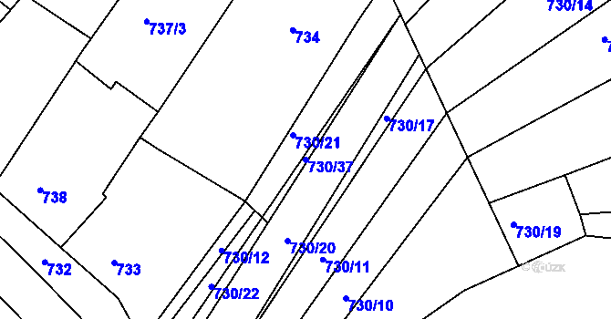 Parcela st. 730/37 v KÚ Silůvky, Katastrální mapa